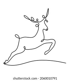 Silhouette of abstract deer as line drawing on white. Vector