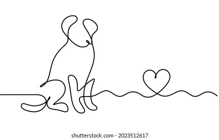 Silhouette of abstract dog as line drawing on white. Vector