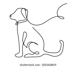 Silhouette of abstract dog as line drawing on white. Vector