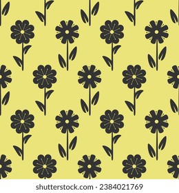 Abstrakte Silhouette-Blumen, Vektornahtloses Muster