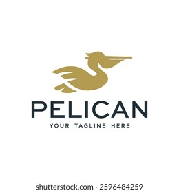 silhouette of abstract flying pelican logo