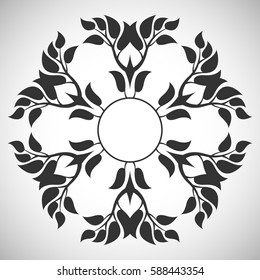 Silhouette of an abstract foliage frame.