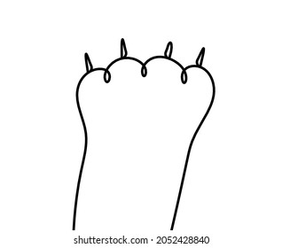 Silhouette of abstract paw as line drawing on white. Vector