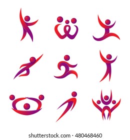 Silhouette of abstract people icon and abstract silhouette people