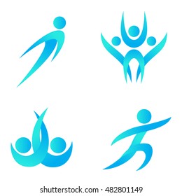 Silhouette of abstract people icon and abstract silhouette people