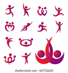 Silhouette abstract people logo human vector illustration.