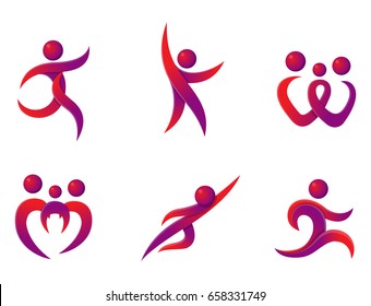 Silhouette Abstract People Performance Character Logo Human Figure Pose Vector Illustration.