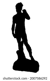 Silhouette of an abstract statue of David isolated on a white background. Vector illustration