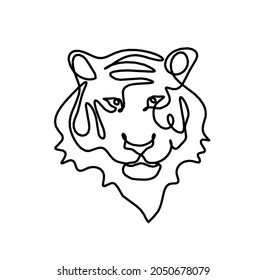Silhouette of abstract tiger as line drawing on white. Vector