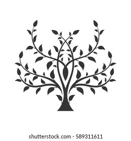 Silhouette of the abstract tree. Bush.