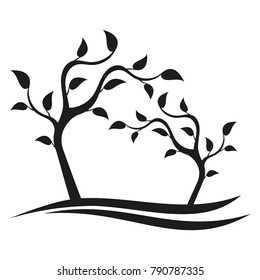 Silhouette of the abstract tree. Ecology logo template. 