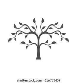 Silhouette of the abstract tree. Lonely young plant. Tree evolution. 