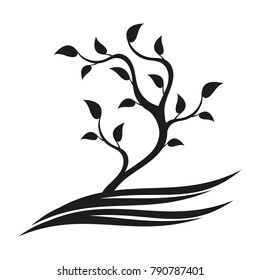 Silhouette of the abstract tree. Nature concept. Ecology logo template. 