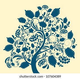 Silhouette of an abstract tree on a light background