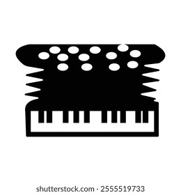 Silhouette Accordion music instrument vector illustration.