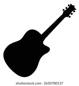 Silhouette of an Acoustic Guitar with Cutaway for Musical Instrument Designs