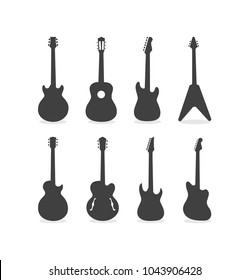 Silueta De Guitars Semicústicos Y Eléctricos Acústicos