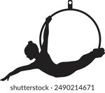 Silhouette of Acrobatic Gymnast. Flat Vector Illustration.