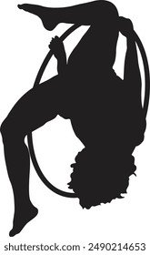 Silhouette of Acrobatic Gymnast. Flat Vector Illustration.