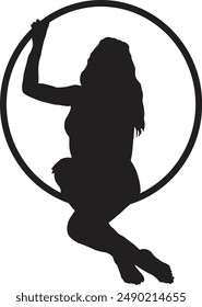 Silhouette of Acrobatic Gymnast. Flat Vector Illustration.