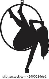 Silhouette of Acrobatic Gymnast. Flat Vector Illustration.