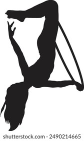 Silhouette of Acrobatic Gymnast. Flat Vector Illustration.