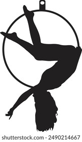 Silhouette of Acrobatic Gymnast. Flat Vector Illustration.