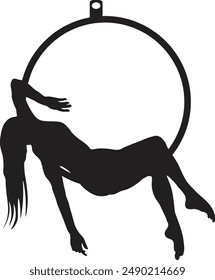 Silhouette of Acrobatic Gymnast. Flat Vector Illustration.