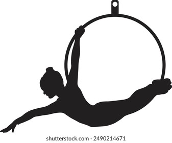 Silueta de gimnasta acrobática. Ilustración vectorial plana.