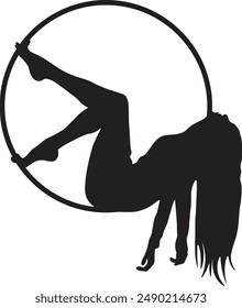 Silhouette of Acrobatic Gymnast. Flat Vector Illustration.