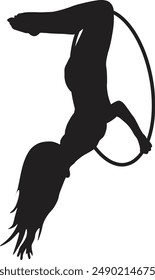 Silhouette of Acrobatic Gymnast. Flat Vector Illustration.