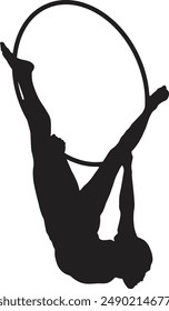 Silhouette of Acrobatic Gymnast. Flat Vector Illustration.