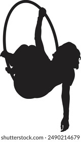 Silhouette of Acrobatic Gymnast. Flat Vector Illustration.