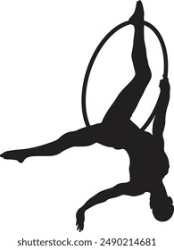 Silhouette of Acrobatic Gymnast. Flat Vector Illustration.