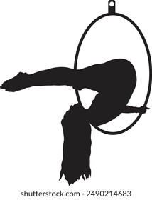 Silhouette of Acrobatic Gymnast. Flat Vector Illustration.