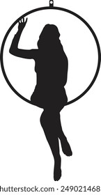 Silhouette of Acrobatic Gymnast. Flat Vector Illustration.