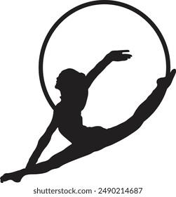 Silueta de gimnasta acrobática. Ilustración vectorial plana.