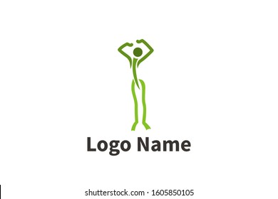 Silhouette of active people dancing. Logo for dance classes, healthy generic activity. Simple icon for websites,  info graphics, 