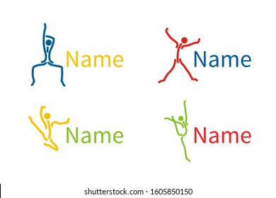 Silhouette of active people dancing. Logo for dance classes, healthy generic activity. Simple icon for websites,  info graphics, 