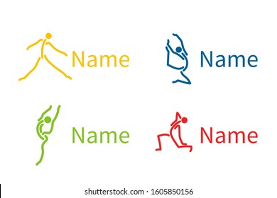 Silhouette of active people dancing. Logo for dance classes, healthy generic activity. Simple icon for websites,  info graphics, 