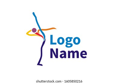 Silhouette of active people dancing. Logo for dance classes, healthy generic activity. Simple icon for websites,  info graphics, 