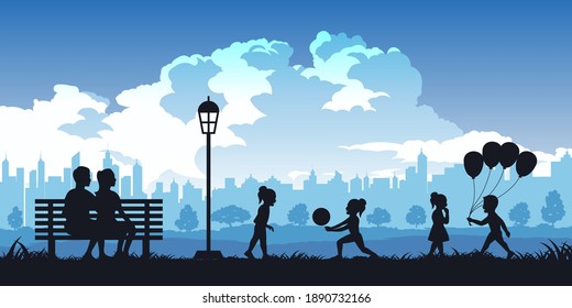 Silhouette of activities of people in park 