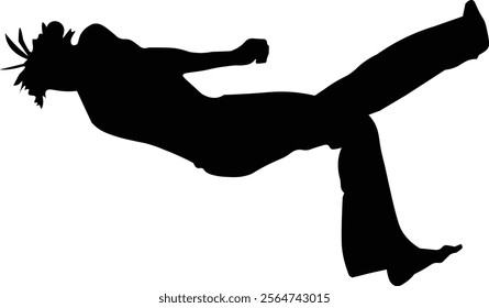 the silhouette of activity doing capoeira a martial art from brazil.