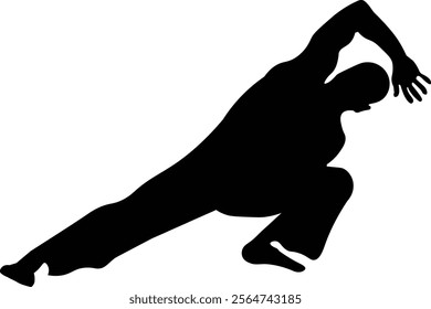 the silhouette of activity doing capoeira a martial art from brazil.