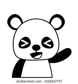 silhouette adorable and cheerful panda wild animal
