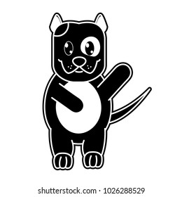 silhouette adorable and cute dog animal with hand up