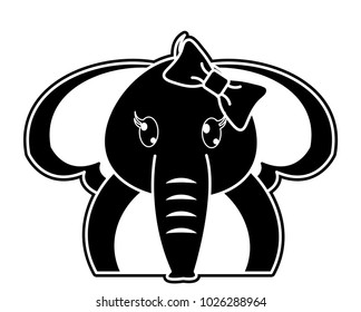 silhouette adorable female elephant cute animal