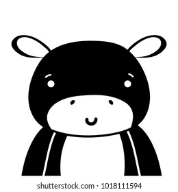 silhouette adorable and happy hippopotamus wild animal