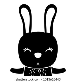 silhouette adorable rabbit wild animal of the forest