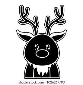 silhouette adorable reindeer cute animal character